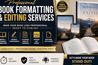 do professional book formatting, editing, proofreading, and kindle ebook design
