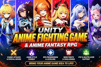 build a unity anime fighting game with combo attacks, anime fantasy rpg game