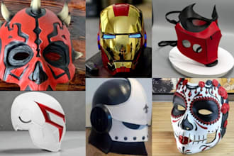 3d print and paint mask custom 3d stl model,wearable 3d cosplay helmet printing