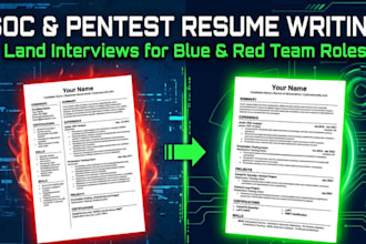 write professional ats cybersecurity resume for soc and pentest roles
