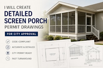 create detailed screen porch permit drawings for city approval