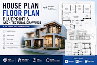 design house plan, floor plan, blueprint and architectural drawings