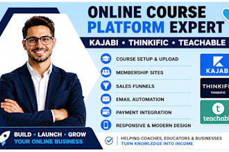 build online course website on thinkific teachable and kajabi