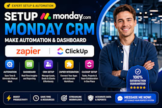 setup monday com monday crm clickup make automation dashboard zapier automation