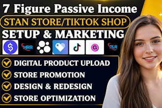 setup stan store, whop, beacons ai, clickfunnels, tiktok shop esty SEO,gumroad