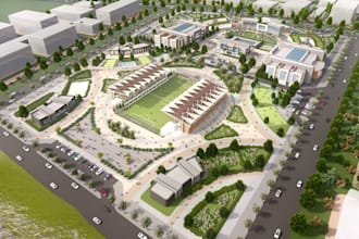 create cinematic 3d stadium and sports arena rendering