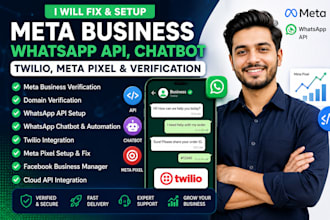 fix meta business domain verification whatsapp api chatbot twilio meta pixel