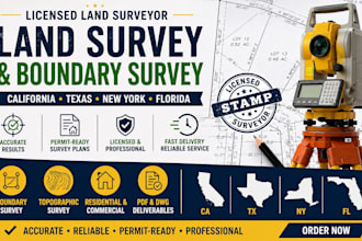 california tx new york city fl stamp land surveyor, boundary survey