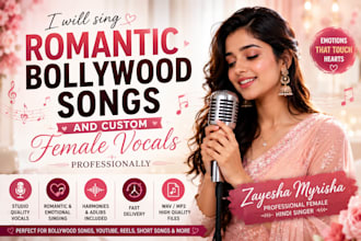 sing romantic bollywood songs and custom female vocals professionally