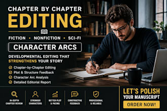 do chapter by chapter editing, fiction, nonfiction, sci fi, character arcs