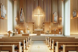 design church interior exterior with realistic 3d rendering design