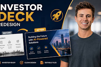 investor pitch deck redesign for startup fundraising and venture capital