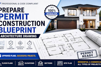 prepare permit, construction blueprint, architecture drawing