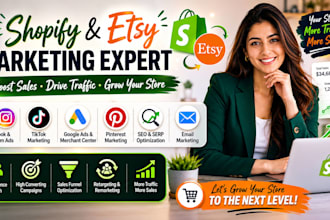 shopify marketing to boost shopify sales and etsy store promotion for etsy sales
