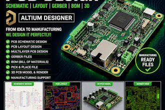 design pcb circuit, pcb design pcb schematic, layout gerber bom 3d pcb in altium