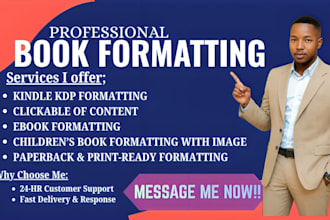 be your book formatter for kindle KDP, paperback print, children book and books