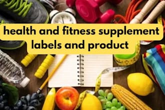 design health and fitness supplement labels and product