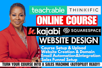 design your online course website on kajabi thinkific or teachable expert