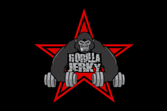 design gorgeous powerful fitness gorilla jerky logo