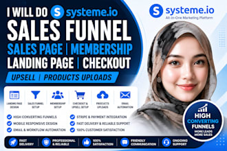 do systeme io sales funnel, membership, landing page, checkout upsell set