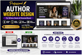 design a professional author website, writer portfolio, or book landing page