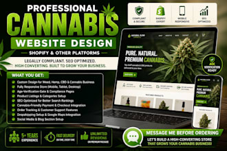 cbd, cannabis, weed, hemp, or marijuana shopify website or ecommerce store