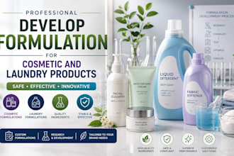 develop formulation for cosmetic and laundry products