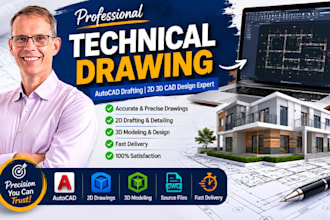 technical drawing, autocad drafting, 2d 3d cad design expert
