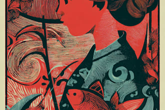do linocut illustration logo for you