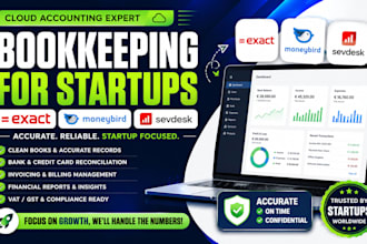 do sevdes, exact, moneybird bookkeeping for startups with cloud accounting