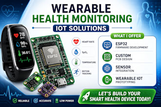 wearable health monitoring device, pcb, sensors,  firmware, prototyping esp32