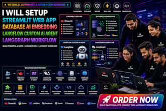 setup streamlit web app,database ai embedding,langflow custom ai agent,langgraph