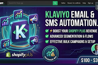 design automated klaviyo flows and email marketing for shop plus