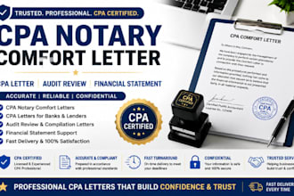 cpa notary comfort letter, and CPA letter audit review financial statement