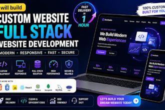build custom website, full stack website development within 2hrs