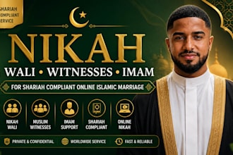 provide nikah wali witnesses imam for shariah compliant online islamic marriage