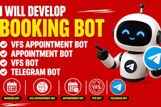 develop booking bot,vfs appointment bot,appointment bot,vfs bot,telegram bot