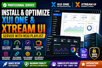 install and optimize xui one xtream UI server with m3u playlist
