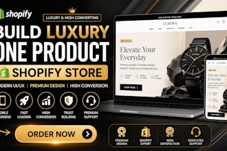 build luxury one product shopify store with modern UI UX shopify website