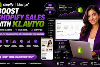 do complete shopify klaviyo email marketing sales funnel and SEO