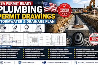 plumbing permit drawings USA stormwater drainage plan plumbing riser