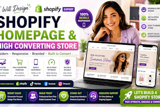 design shopify homepage landing page and high converting shopify store