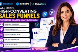 create systeme io landing page, samcart thrivecart sales funnel, online course