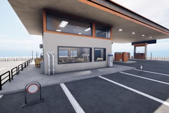 create realistic low poly map, roblox map building, city map, roblox gas station