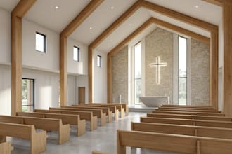 create professional church interior and exterior 3d architectural design