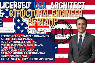 license architect structural engineer pe stamp mep hvac nc ga tx mi city permit