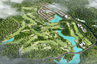 render 3d golf course masterplan,golf site map,golf landscape,golf resort design