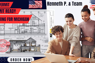 produce michigan pe stamp full permit drawing for adu mep patio deck, floor plan