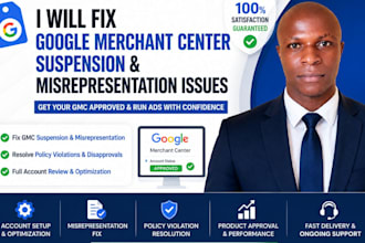 fix gmc and google ads supspention misrepresentation and product feed error