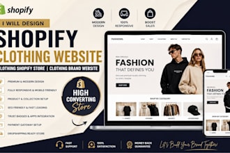 design shopify clothing website, clothing shopify store, clothing brand website